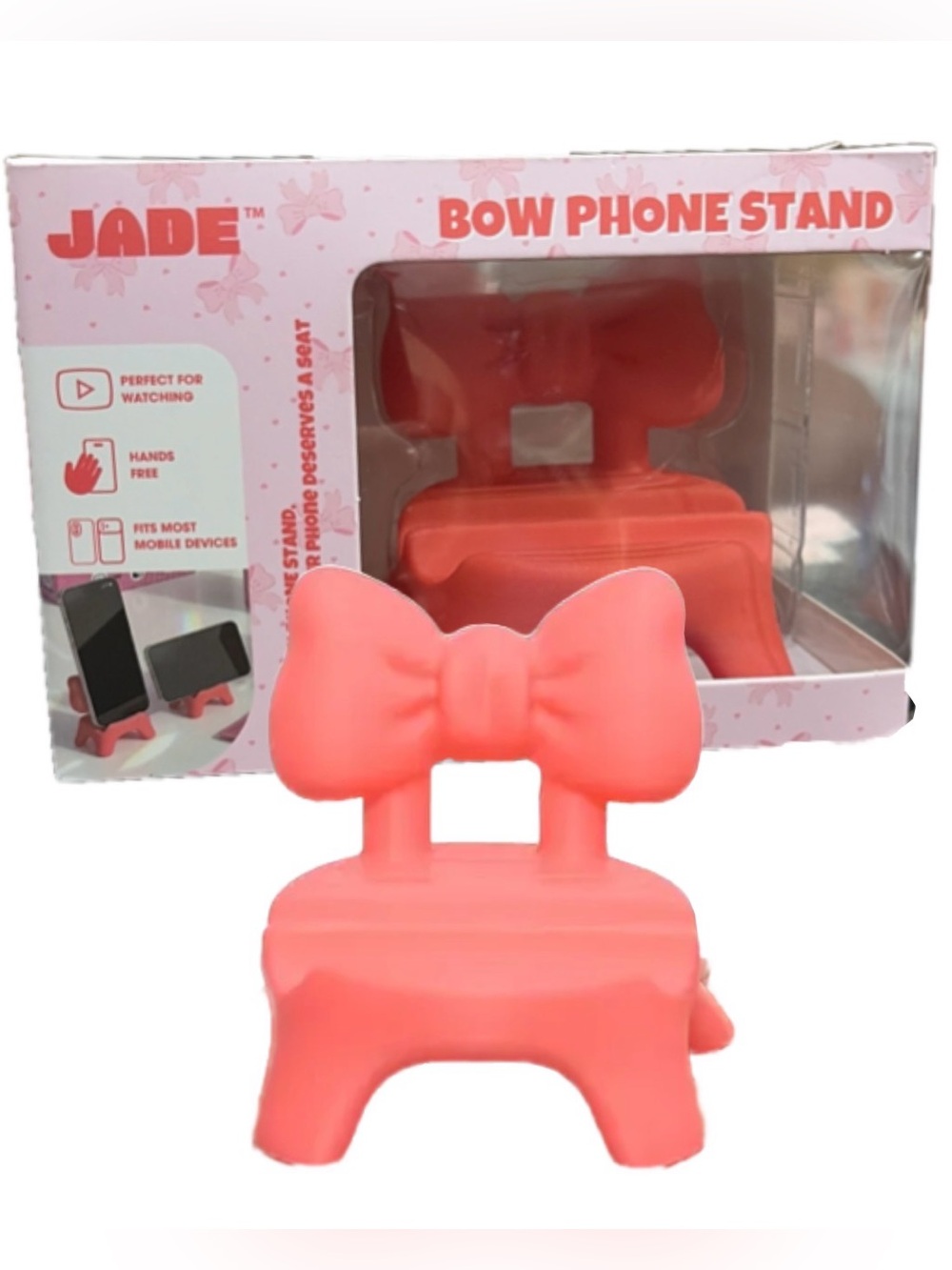 NIB Coral Pink Bow Phone Stand